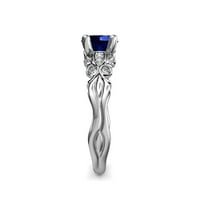 Blue Sapphire i dijamantni prsten za butterfly 1. CT TW u 14k bijelo zlato