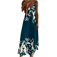 Funicet haljine za žene plus veličine maxi dressy casual cvjetni V-izrez ljetni špageti haljina za odmor