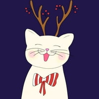 Božićni mačji juniori ljubičasti grafički tee - Dizajn ljudi XL
