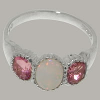 Britanci napravili tradicionalni 9k bijeli zlatni prsten s prirodnim opal i ružičastim turmalinskim
