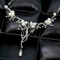 Naušnice za ogrlice od cvijeća za rinestone Fau Pearl, naišnice za vjenčanje