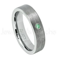 Cijevni rez volfram Prsten - 0,07ct Solitaire Smaragdni prsten - Personalizirani vjenčani prsten za