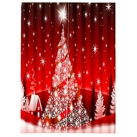 TureClos Božićne zavjese Crveni Xmas Teme Crvena Xmasa Kućni zavjese Udobni dekor Prozor Pročišćavanje