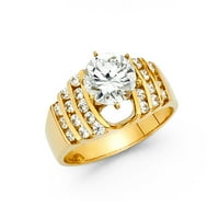 Dragulji LU 14K žuto zlato okruglo kubične cirkonije CZ zaručničke prstene veličine 8
