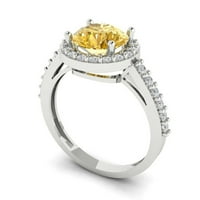 2. CT sjajan okrugli rez Clenilirani dijamant 18k bijeli zlatni halo pasijans sa accentima prsten sz