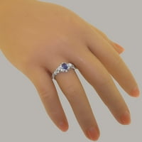 Britanci izrađeni sterling srebrni prsten sa prirodnim prstenom sa safirom i dijamantnim ženama - Opcije