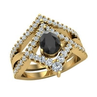 Kruška reza Black Diamond Wedding Ring 14k Gold