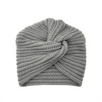 Pleteni rub ženski pleteni turban toplo za glavu Trust Cross Beanie-Wrap Baggy Cane Grey