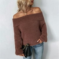 Cuoff ženski modni džemperi za žene plus veličina jesen čvrsta boja dugih rukava pulover pletene kumper