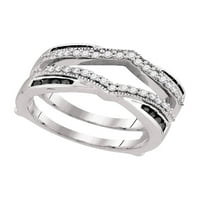 Jewels 10kt bijelo zlato Žene okrugle crne boje Poboljšani dijamantski omotač za zaštitu prstena za