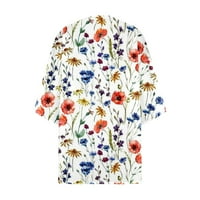 Fjofpr Ženski pad odjeće Cardigani za žene plus veličine s rukavima cvjetni print Kimono Cardigan Šifon