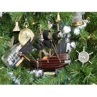 Drveni kapetan Kidds Adventure Galley Model Pirate brod Božićno drvce Ornament