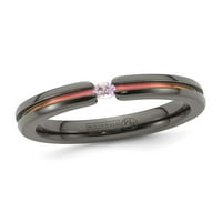 Dame ili muški karat ružičasti safirni prsten za band u crnom titanijumu