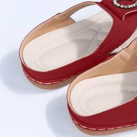 Wedge Sandales Women, Ženska klinarska lukovna podrška Flip flops jastuk platforma Thong sandale crvene
