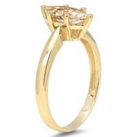 CT sjajan Marquise Cut Prirodni morgatit 14k žuto zlato pasijans prsten sz 9