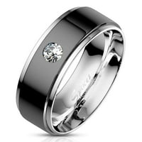Par prsten zrno okrugli rez C CR crni IP nehrđajući čelik Vjenčani prsten set muški bezel set CZ Vjenčana