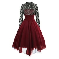 Jesen Ležerne haljine za žene Trendy V izrez Ventil retro stil pune boje čipke čipke čipke princeze