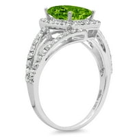 2. CT sjajan smaragdni Clear Simulirani dijamant 18k bijeli zlatni halo pasijans sa Accenting prstenom