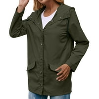 Huai Jakne za žene Žene Čvrsto kišne jakne na otvorenom plus veličina s kapuljačom otporan na vjetar