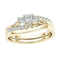 Informativni klasični prsten za par pozlaćeni zircon nakit zvona prstenovi