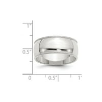 Bijeli sterling srebrni prsten za vjenčanje Milgrain Standardna polovina