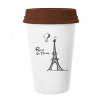Linija crteža Eiffelov toranj nacrtani pariz krig kava pijenje staklo posude CEC CUP poklopac