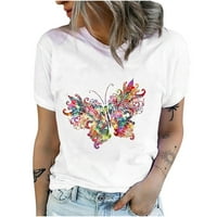 Ženska klirence Skraćena bluza Summer Majica za žene Žene Crewneck Butterfly Print Majice Print Tes
