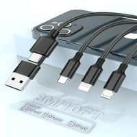 Multi puniti kabl u USB C višestrukim kabl za punjenje kabela najlonska pletenica 10ft više USB USB