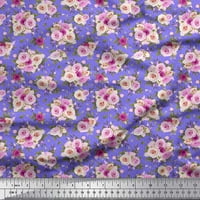 Soimoi viskoza šifon tkanina točka, lišće i ruža cvjetna tiskana tkanina od dvorišta široko