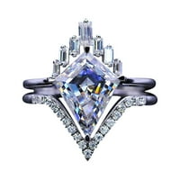 Duhgbne Fashion Jednostavan dijamantni zirkon dvodijelni prsten, u obliku dijamantnog prstena u obliku