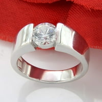 Poshadime 3. Carat Okrugli rezani solitaire Moissitni prsten - 18K bijeli pozlaćeni angažman muški prsten,