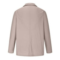Wyongtao Muške pamučne posteljine majice Originalni fit džepovi s dugim rukavima Gumb Cardigan jakna,