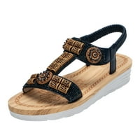 Sandale Platform Zuwimk, Ženska visoka peta Sandal Strappy Open Toe Angle kaiševe cipele Crne