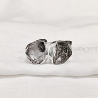 Prirodni herkimer dijamantni prsten, grubi herkimer dijamantni prsten, podesiv, dvostruki kamen, srebro,