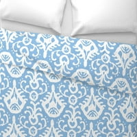 Cover Cover Sateen Duvet, Twin - svijetlo plava Ikat Sažetak Primorski tradicionalni print posteljina