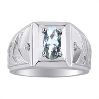 * Rylos Aquamarine & Diamond tkati prsten - mart rođenje * 14k bijelo zlato