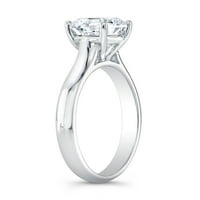 Dame 18KT klasični zaručni prsten sa prirodnim 2CT okruglim sjajnim bijelim safirskom sredinom dragulja
