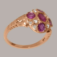 Britanci napravio je 10k Rose Gold Natural Ruby & Diamond Weens Ring - Veličine Opcije - Veličina 9