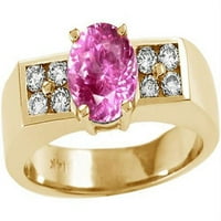 Tommaso Design Round Created Pink Sapphire Prsten u KT bijeloj zlatnoj veličini Ženka odraslih