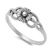 Sterling Silver Cherry cvjetovi solitaire op cvjetni prsten veličine 4
