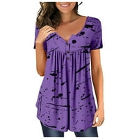 Košulje Amousa za žene Ženska modna ležerna tiskana majica sa dugmeturni ovratnik kratkih rukava pulover vrh