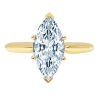 2.5ct Marquise Cut plavi prirodni akvamarinski 14k žuti zlatni godišnjički angažman prsten veličine