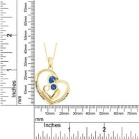 Majčin dan nakit darovi simulirani plavi safir mama djeteta Ljubav srčana privjesak ogrlica u 14k žuto