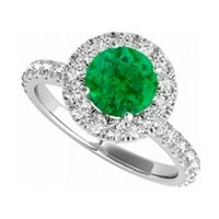 Fini nakit vault ubunr50838838EW14CZE Halo CZ i Emerald zaručni prsten u 14k bijelo zlato, kamenje