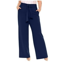 Dugačke hlače Želje Žene pune duljine labave hlače Čvrste visoke struke Duge ravne široke noge modne