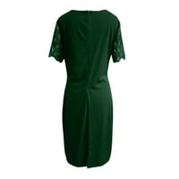 Dame se oblače ženski boho cvjetni tisak kvadratni vrat na rukavu na rukavu LINE LONG haljina zelena