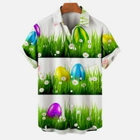 Muške grafičke košulje u boji Šarene Uskršnje kuniće Dino jaja Ispiši gumb Up kratki rukav slatki odmori