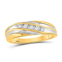 14KT Žuta zlatna mens okrugla Diamond Wedding Band prsten CTTW