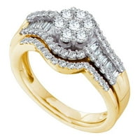 14k žuti zlatni dijamantni bridalni vjenčani prsten set CTTW