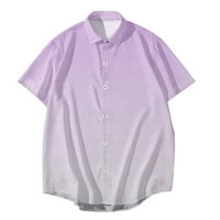MidsumDr muns majica modne casual gumbi Gradient za štampanje Okrenite bluzu s kratkim rukavima